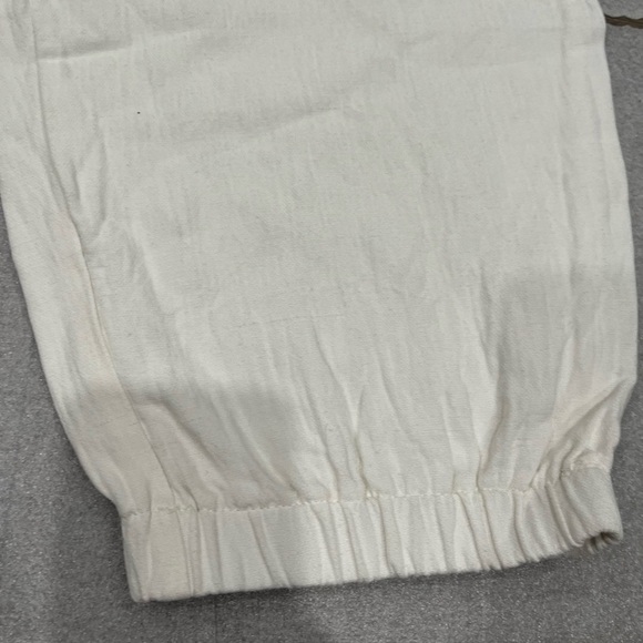 [S]Zara White Linen Blend Drawstring Jogger Pants Slouchy relaxed Gauze - Picture 2 of 8